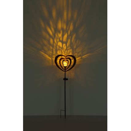 Globo - Lampada solare a LED/3V IP44 300 mAh cuore effetto ruggine