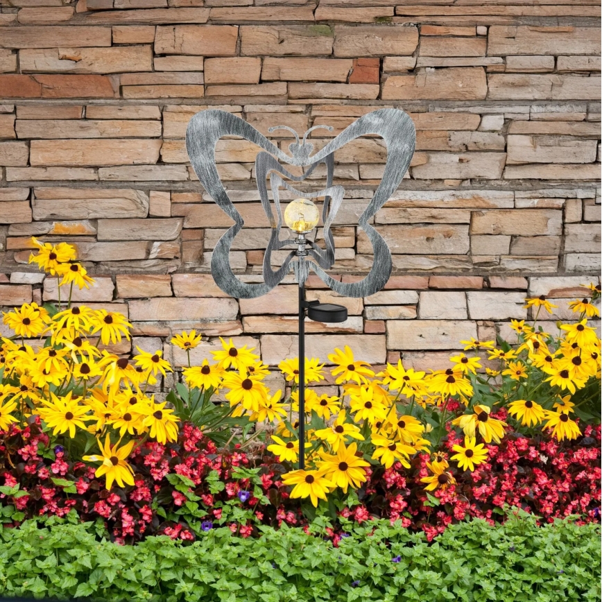 Globo - Lampada solare a LED LED/3V IP44 300 mAh farfalla argentata