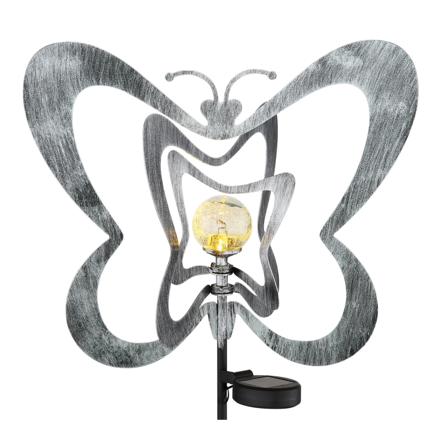 Globo - Lampada solare a LED LED/3V IP44 300 mAh farfalla argentata
