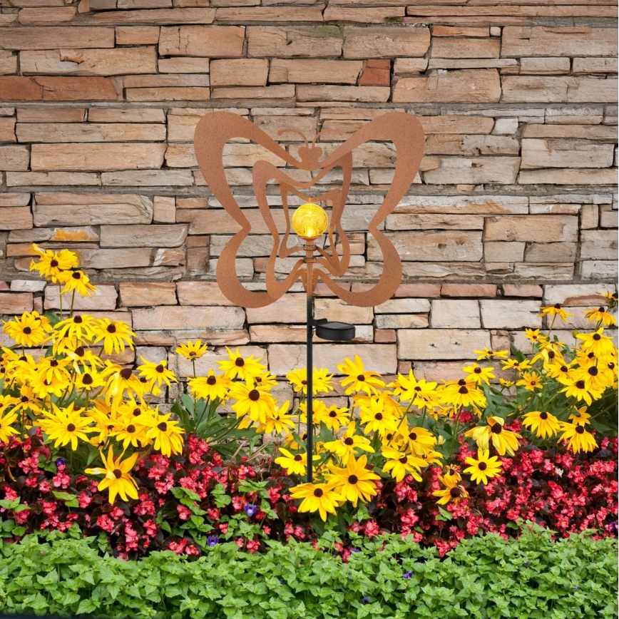 Globo - LED Lampada solare LED/3V IP44 300 mAh farfalla color ruggine