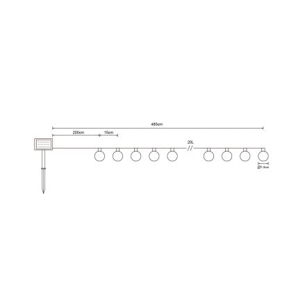 Globo - Catena LED solare 20xLED/0,06W/3,2V 285 cm IP44 600 mAh