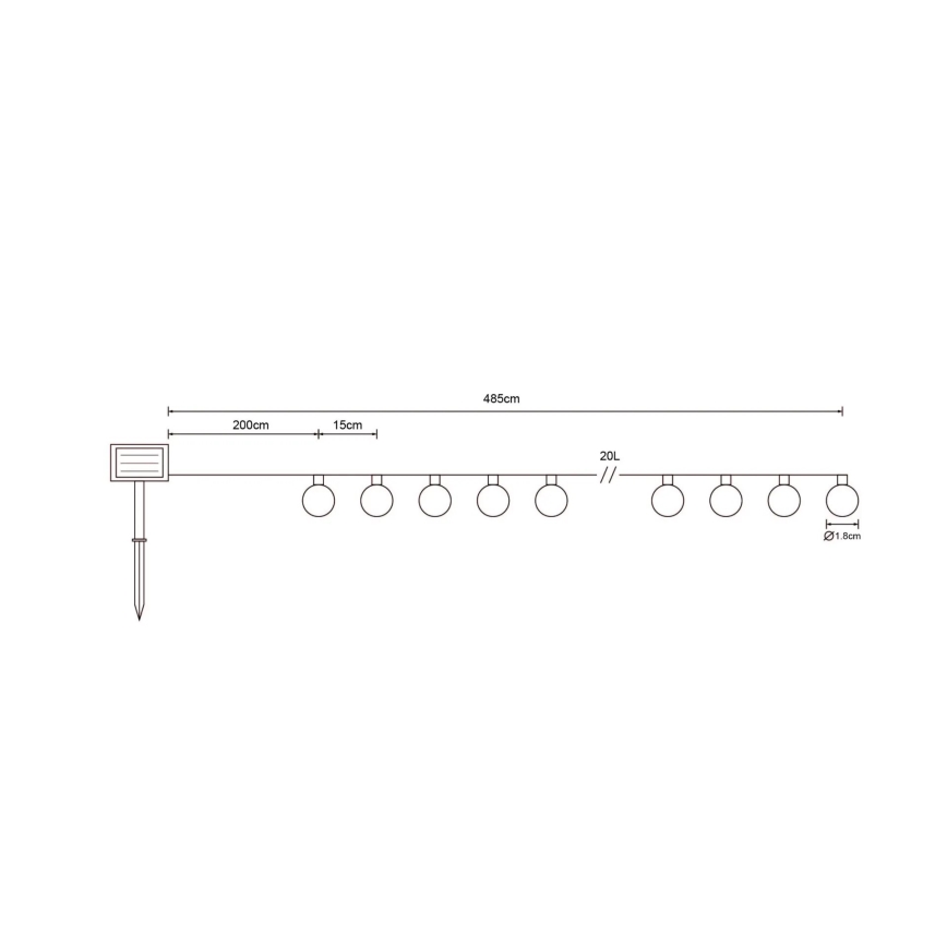 Globo - Catena LED solare 20xLED/0,06W/3,2V 285 cm IP44 600 mAh