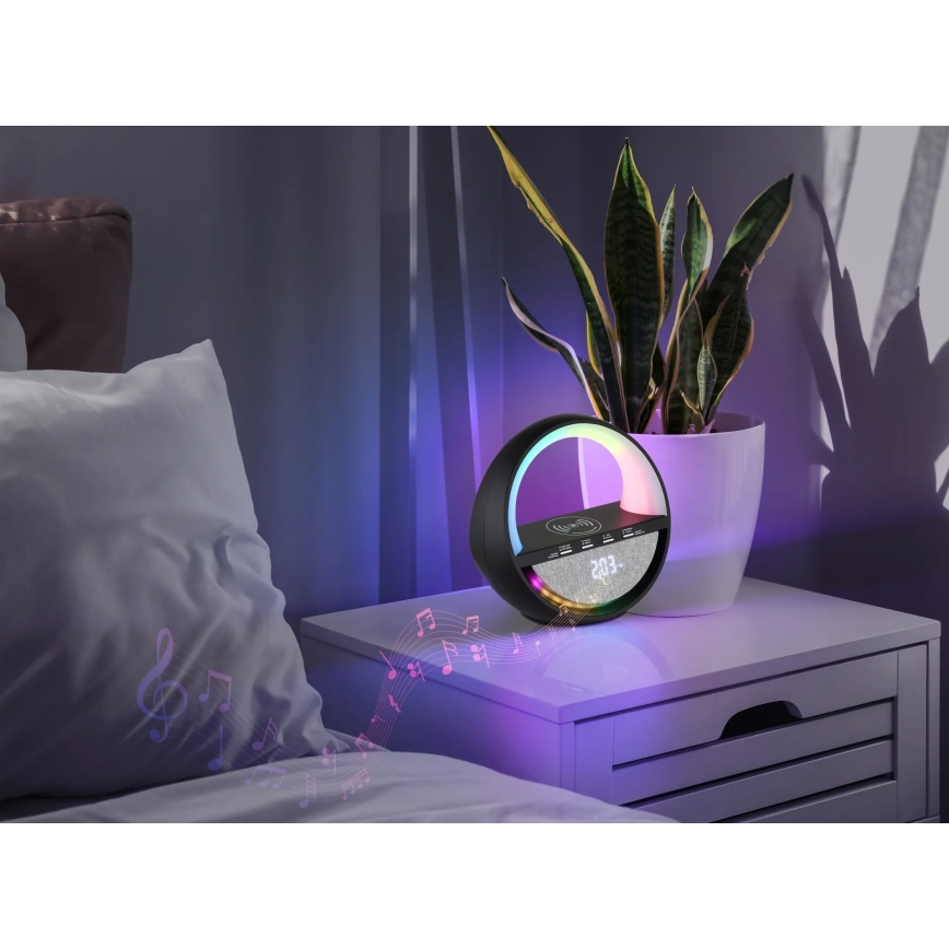 Globo - LED RGBW Lampada da tavolo ricaricabile a sfioramento con altoparlante integrato e ricarica wireless QI LED/3,5W/5V 1800 mAh