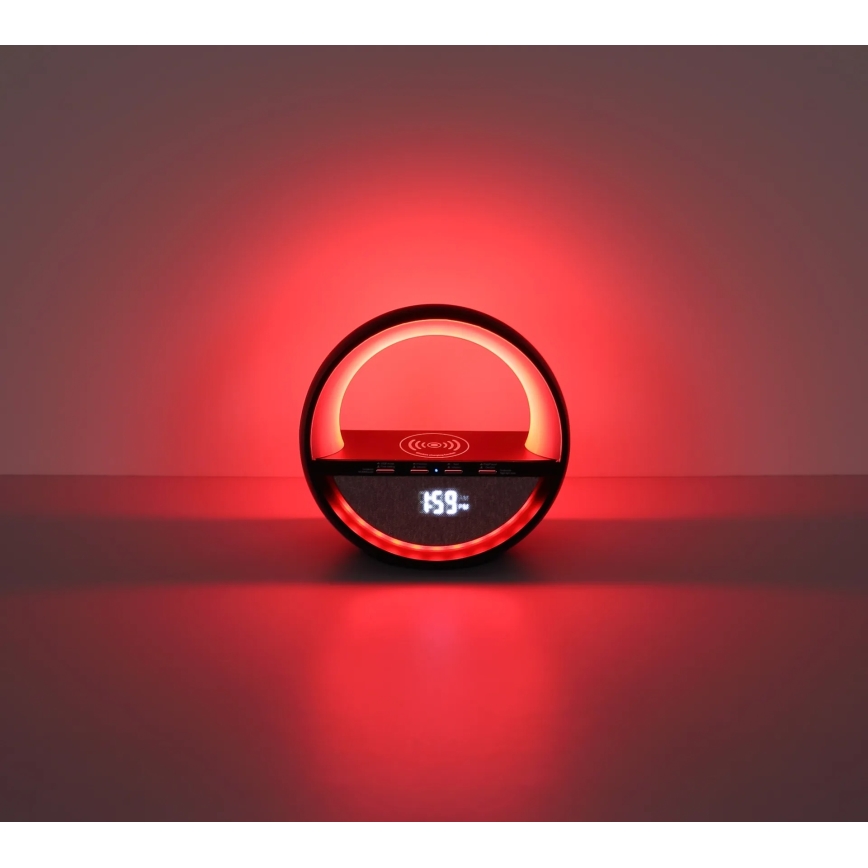 Globo - LED RGBW Lampada da tavolo ricaricabile a sfioramento con altoparlante integrato e ricarica wireless QI LED/3,5W/5V 1800 mAh
