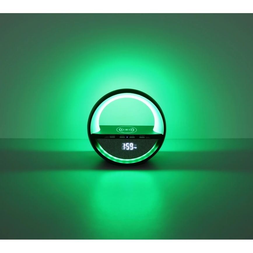 Globo - LED RGBW Lampada da tavolo ricaricabile a sfioramento con altoparlante integrato e ricarica wireless QI LED/3,5W/5V 1800 mAh