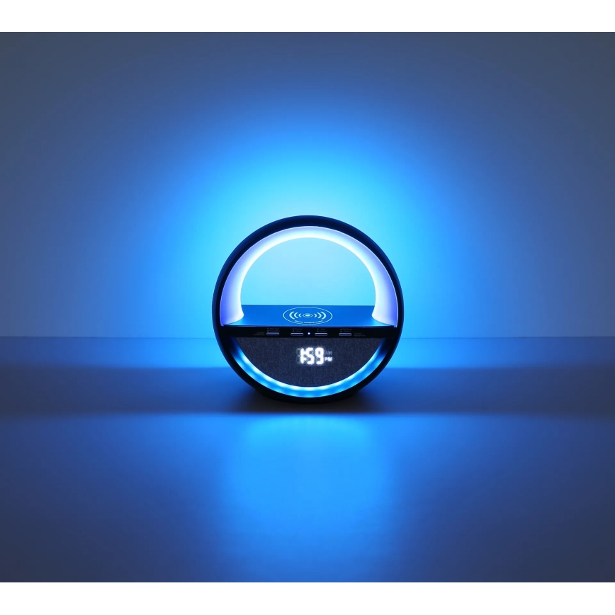 Globo - LED RGBW Lampada da tavolo ricaricabile a sfioramento con altoparlante integrato e ricarica wireless QI LED/3,5W/5V 1800 mAh