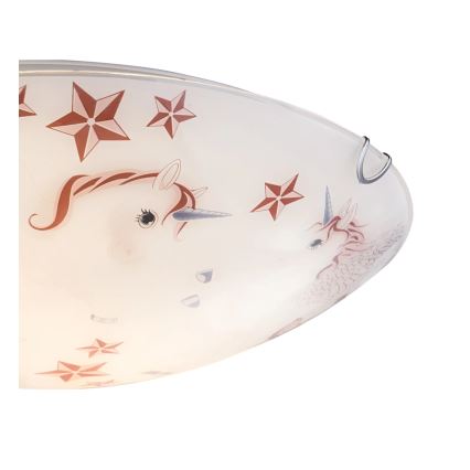 Globo - Lampada da soffitto per bambini 2xE27ILLU/60W/230V Ø 40 cm unicorno