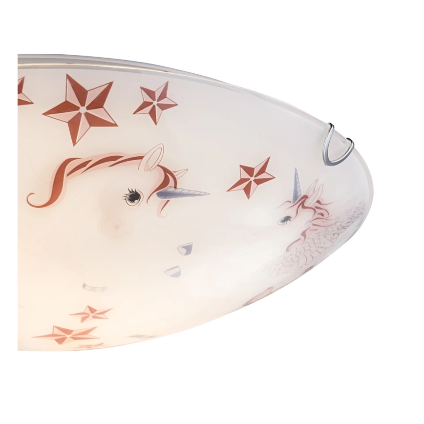 Globo - Lampada da soffitto per bambini 2xE27ILLU/60W/230V Ø 40 cm unicorno