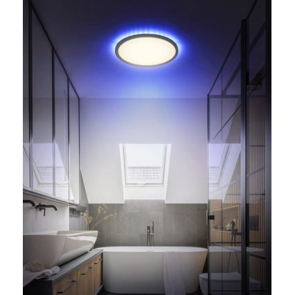Globo - LED RGB Plafoniera dimmerabile da bagno LED/18W/230V 3000-6000K + telecomando IP44 nero