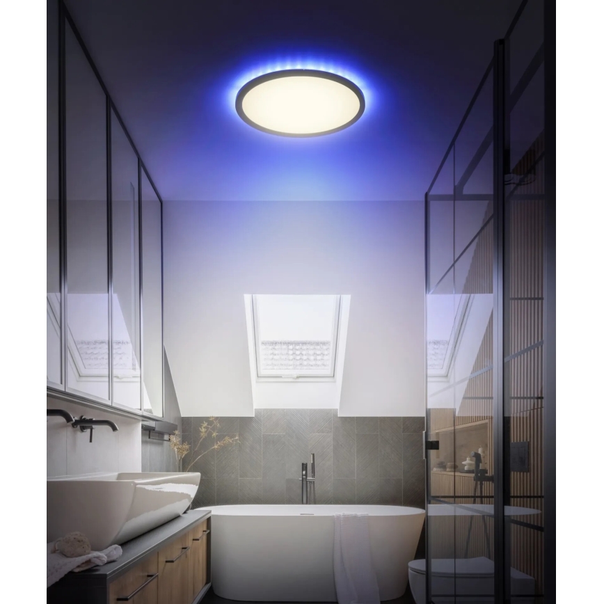Globo - LED RGB Plafoniera dimmerabile da bagno LED/18W/230V 3000-6000K + telecomando IP44 nero
