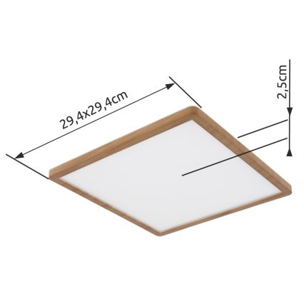 Globo - Plafoniera LED dimmerabile da bagno LED/18W/230V 29,4x29,4 cm IP44 marrone