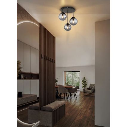 Globo - Plafoniera da soffitto 3xE14/25W/230V nera