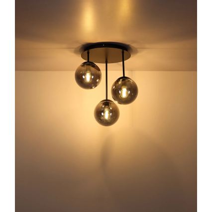 Globo - Plafoniera da soffitto 3xE14/25W/230V nera