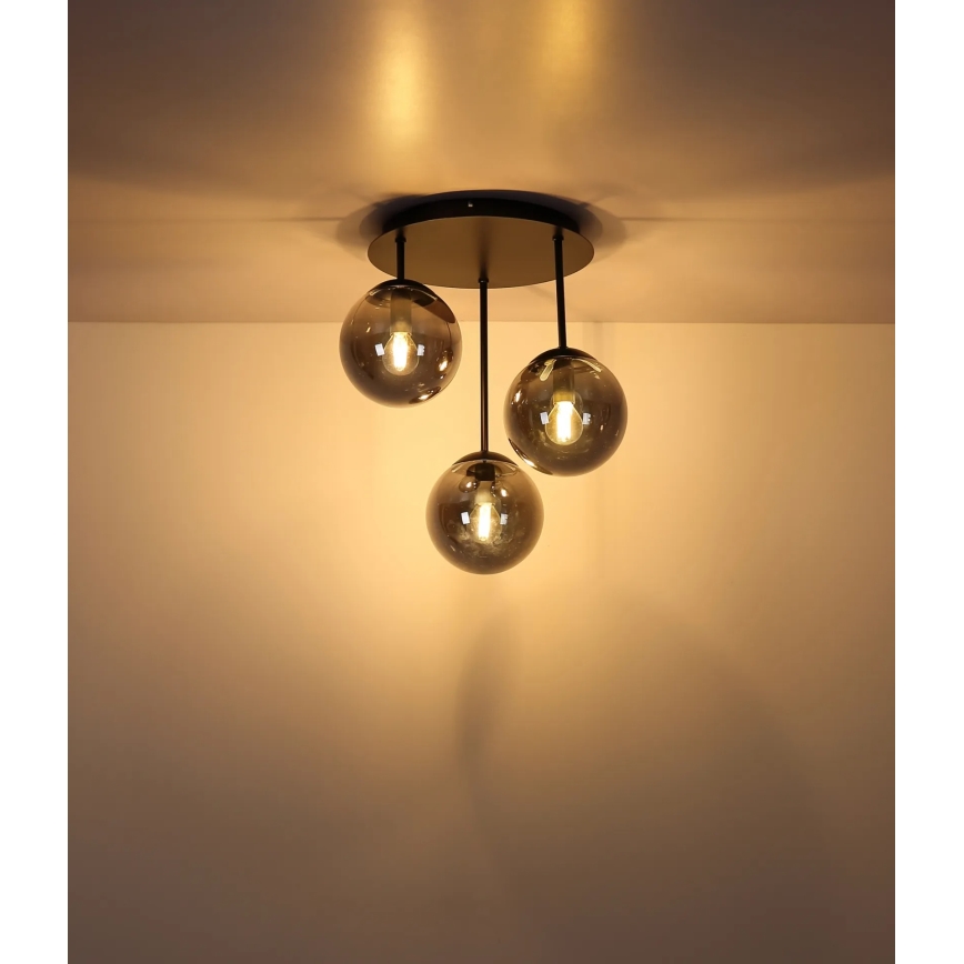 Globo - Plafoniera da soffitto 3xE14/25W/230V nera