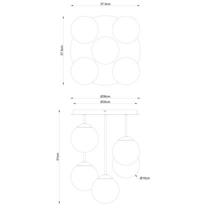 Globo - Lampadario a plafone 5xE14/25W/230V ottone