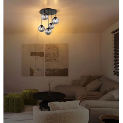 Globo - Lampadario a plafone 5xE14/25W/230V nero