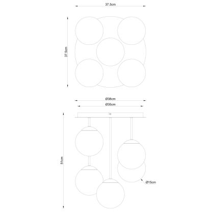 Globo - Lampadario a plafone 5xE14/25W/230V nero