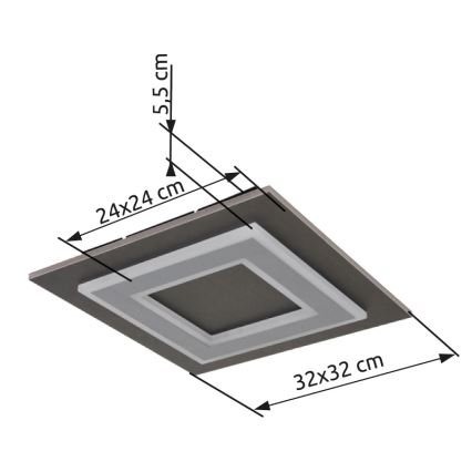 Globo - Plafoniera LED LED/24W/230V 3000K 32x32 cm antracite