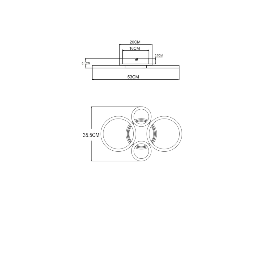Globo - Plafoniera LED 40 W, 230 V, 2700/4500/6500 K, Ø 35,5 × 53 cm, ottone