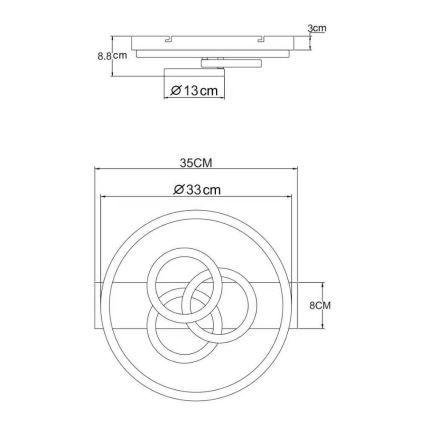 Globo - Plafoniera dimmerabile a LED/40W/230V 2700-6500K Ø 35x33 cm ottone + telecomando