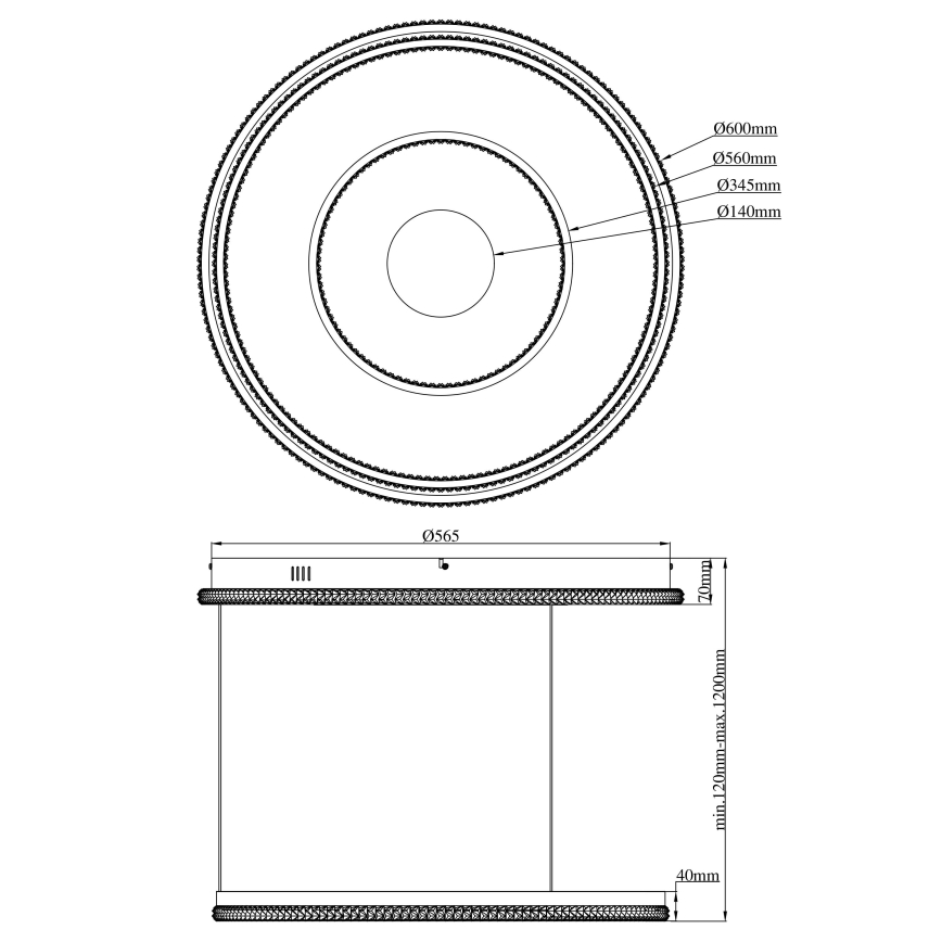 Globo - Lampadario a sospensione con filo LED dimmerabile LED/54W/230V 2700-6500K diametro 60 cm nero + telecomando