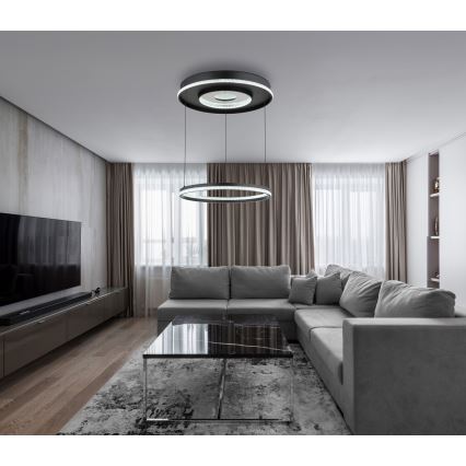 Globo - Lampadario LED dimmerabile su cavo LED/54W/230V 2700-6500K diam. 60 cm nero + telecomando