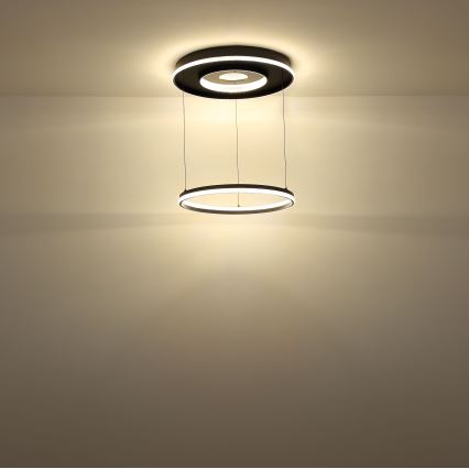 Globo - Lampadario LED dimmerabile su cavo LED/54W/230V 2700-6500K diam. 60 cm nero + telecomando