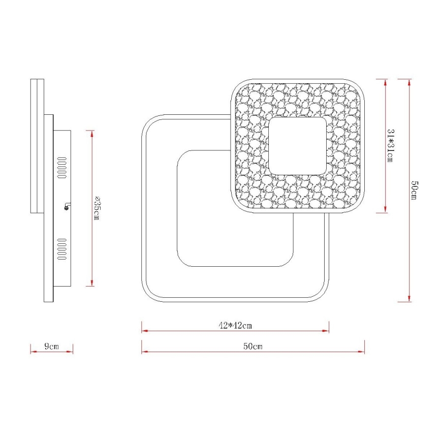 Globo - Plafoniera LED dimmerabile LED/48W/230V 2700-6000K 50x50 cm + telecomando