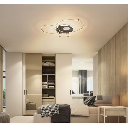 Globo - Plafoniera LED dimmerabile 54W/230V 2700-6500K 90x70 cm antracite/oro + telecomando