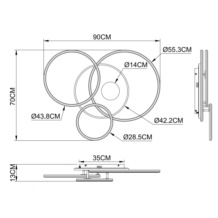 Globo - Plafoniera LED dimmerabile LED/54W/230V 2700-6500K 90x70 cm argento + telecomando