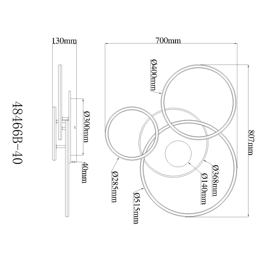 Globo - Plafoniera LED dimmerabile LED/40W/230V 2700-6500K 70x80,7 cm + telecomando