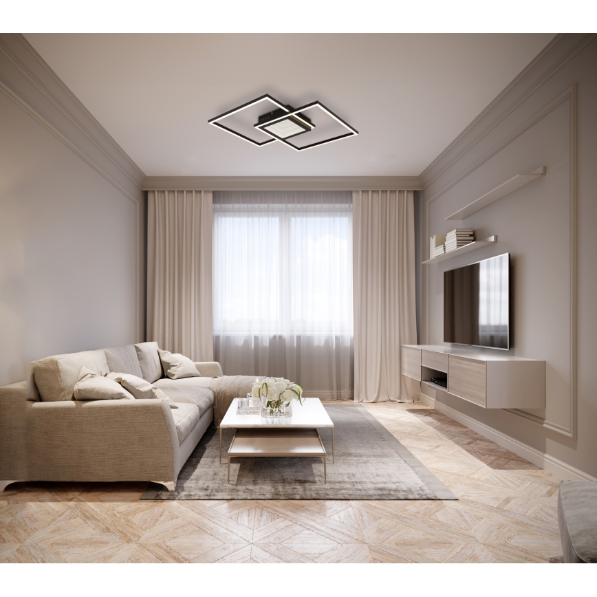 Globo - Plafoniera LED dimmerabile LED/32W/230V 2700-6500K 42,6x42,6 cm nero + telecomando