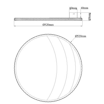 Globo - Plafoniera LED 40W/230V, 3000/4000/6000K, Ø 52 cm, dorata