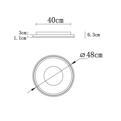 Globo - Lampada da soffitto dimmerabile LED/48W/230V 2700-6000K diam. 48 cm con telecomando