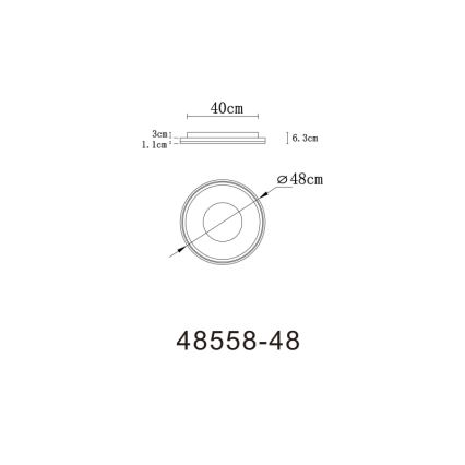 Globo - Plafoniera LED dimmerabile LED/48W/230V 2700-6000K diametro 48 cm + telecomando