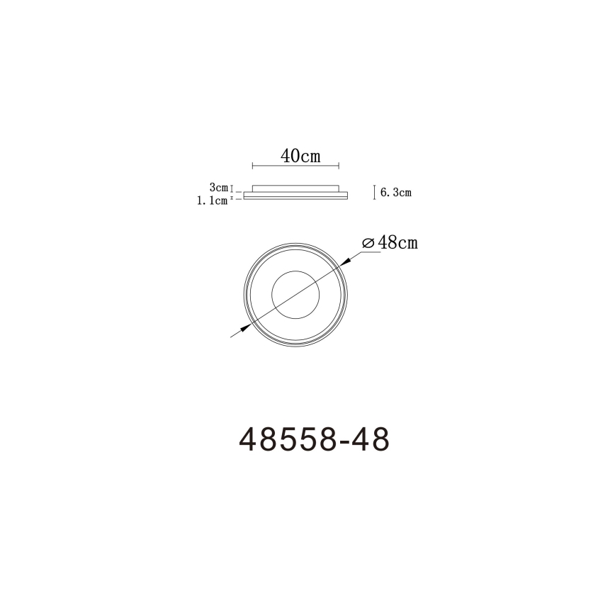 Globo - Plafoniera LED dimmerabile LED/48W/230V 2700-6000K diametro 48 cm + telecomando