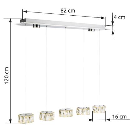 Globo - Lampadario LED a sospensione con filo LED/52W/230V 4000K cromo lucido/limpido