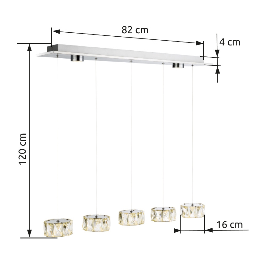 Globo - Lampadario LED a sospensione con filo LED/52W/230V 4000K cromo lucido/limpido
