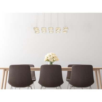 Globo - Lampadario LED a sospensione con filo LED/92W/230V 4000K cromo lucido/limpido