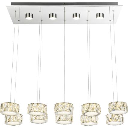 Globo - Lampadario LED a sospensione con filo LED/92W/230V 4000K cromo lucido/limpido