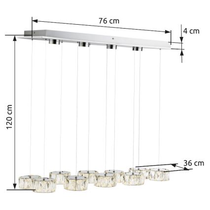 Globo - Lampadario LED a sospensione con filo LED/92W/230V 4000K cromo lucido/limpido