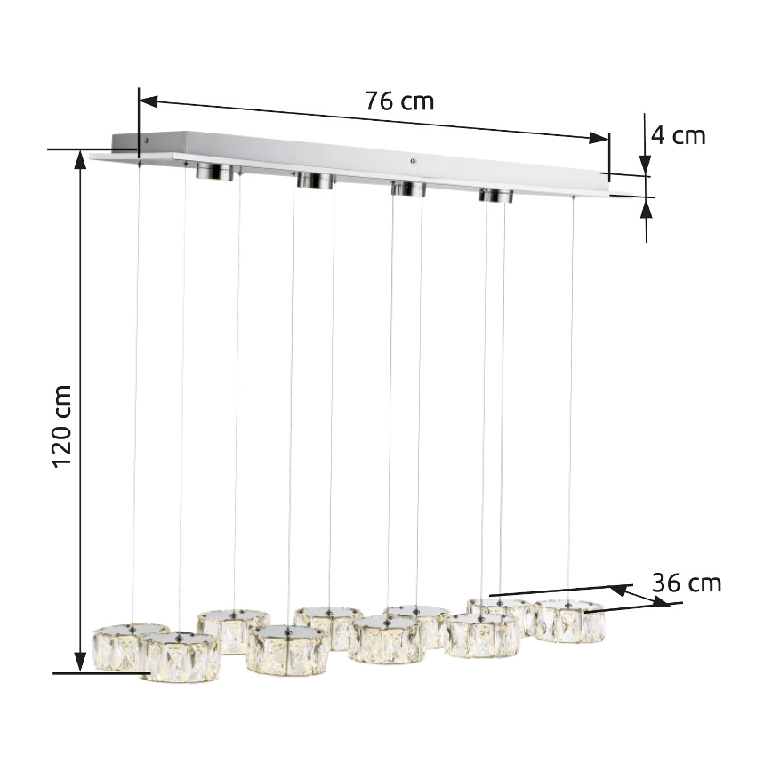 Globo - Lampadario LED a sospensione con filo LED/92W/230V 4000K cromo lucido/limpido