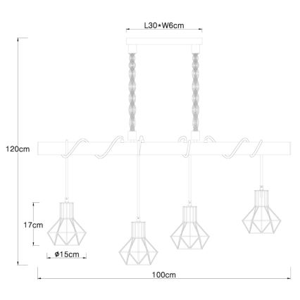 Globo - Lampadario a sospensione con filo 4xE27/60W/230V