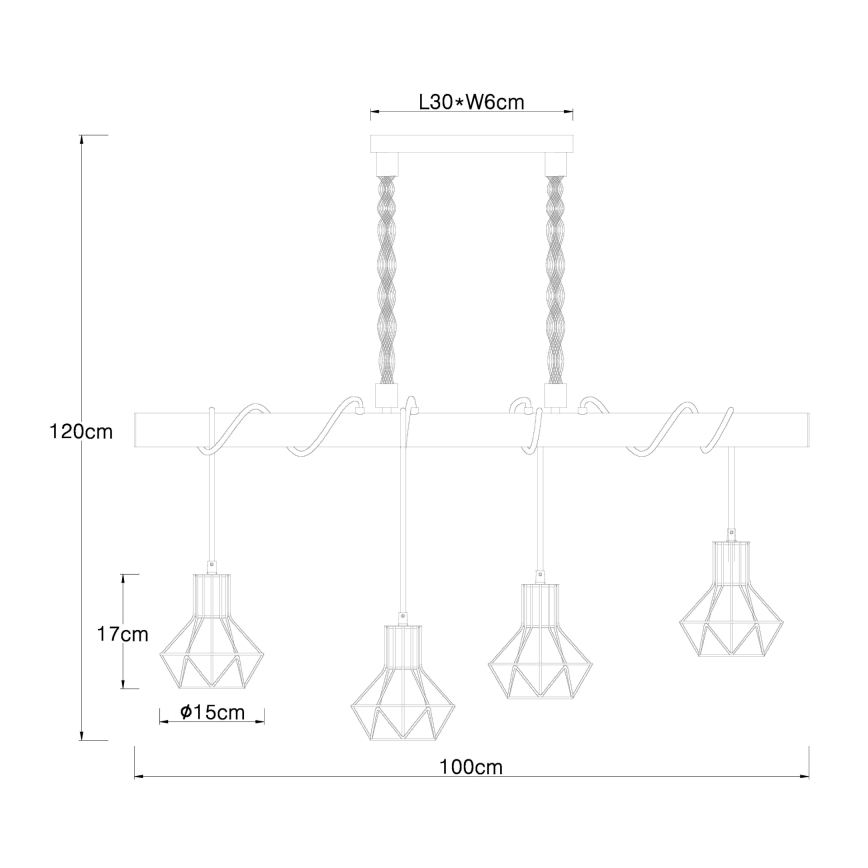 Globo - Lampadario a sospensione con filo 4xE27/60W/230V