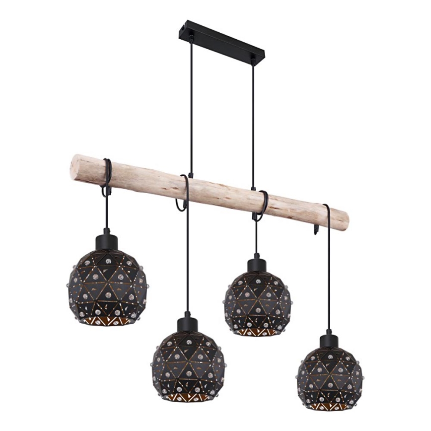 Globo 54029-4H - Lampadario sospeso con cavo JODIE 4xE27/40W/230V beige/nero