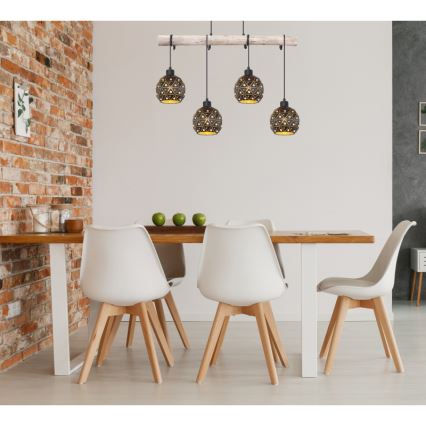 Globo 54029-4H - Lampadario sospeso con cavo JODIE 4xE27/40W/230V beige/nero