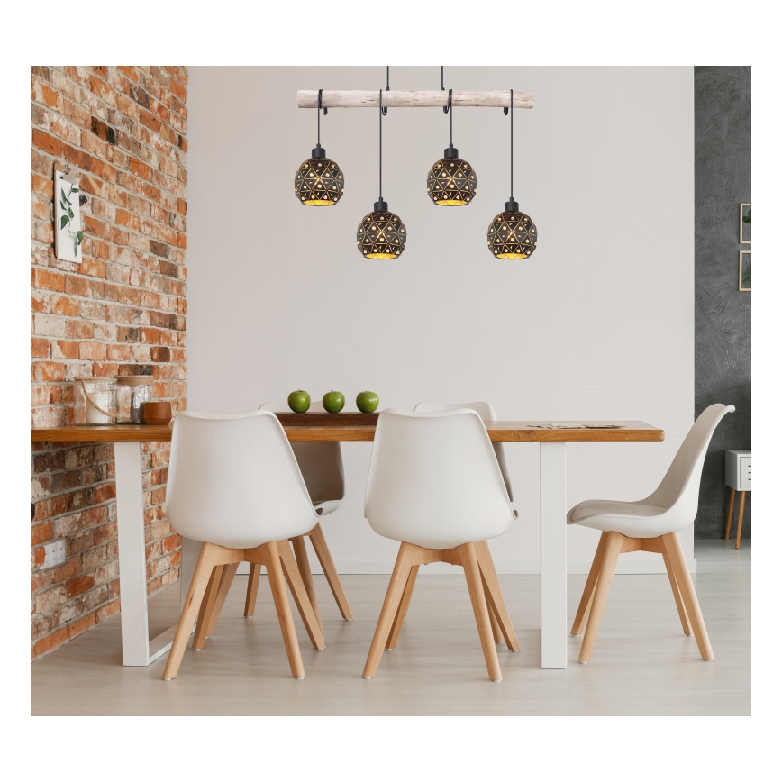 Globo 54029-4H - Lampadario sospeso con cavo JODIE 4xE27/40W/230V beige/nero