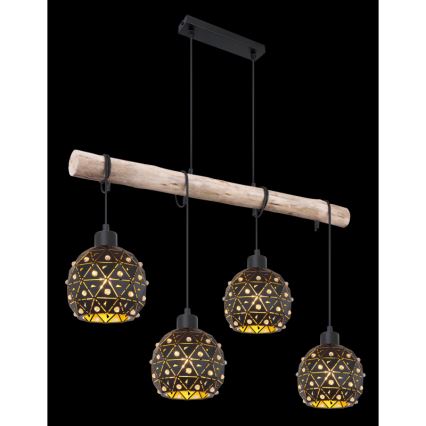 Globo 54029-4H - Lampadario sospeso con cavo JODIE 4xE27/40W/230V beige/nero