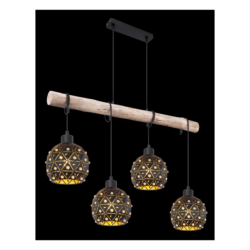 Globo 54029-4H - Lampadario sospeso con cavo JODIE 4xE27/40W/230V beige/nero