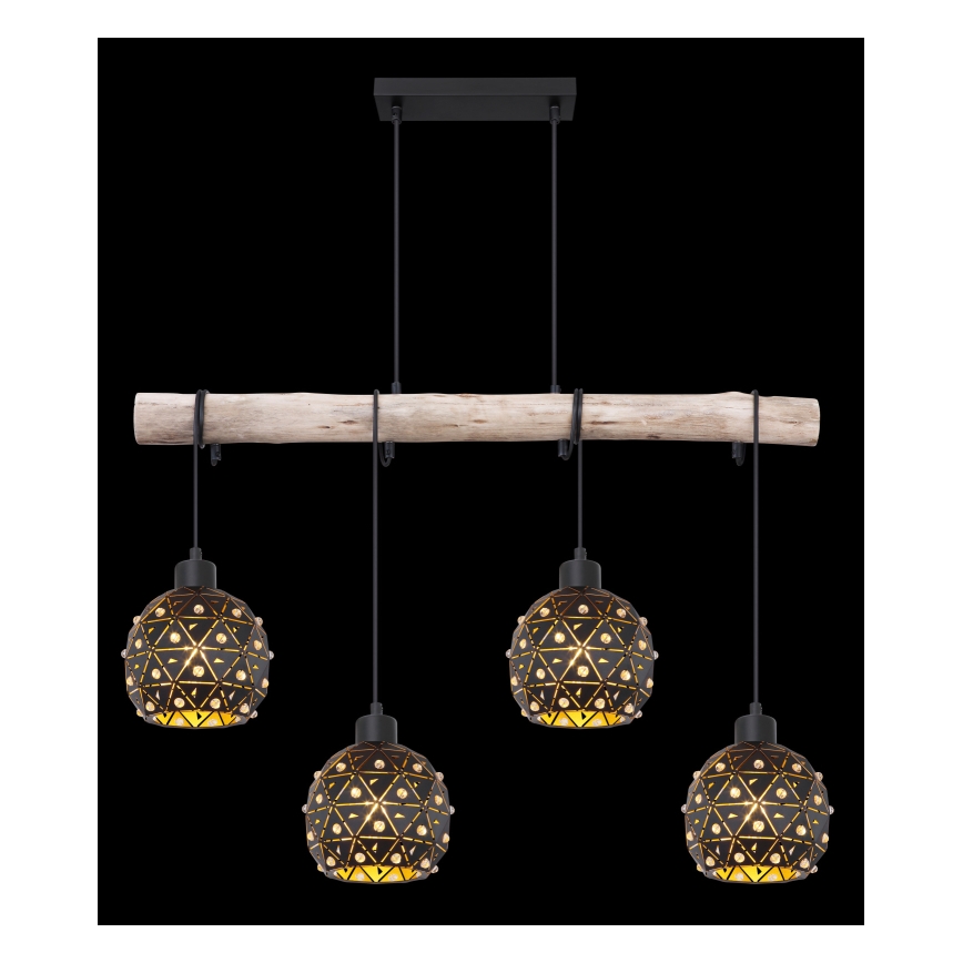 Globo 54029-4H - Lampadario sospeso con cavo JODIE 4xE27/40W/230V beige/nero